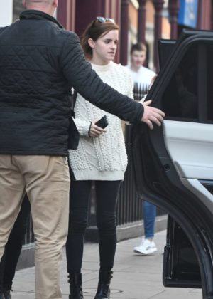 Emma Watson - Leaves a restaurant with a friend in London